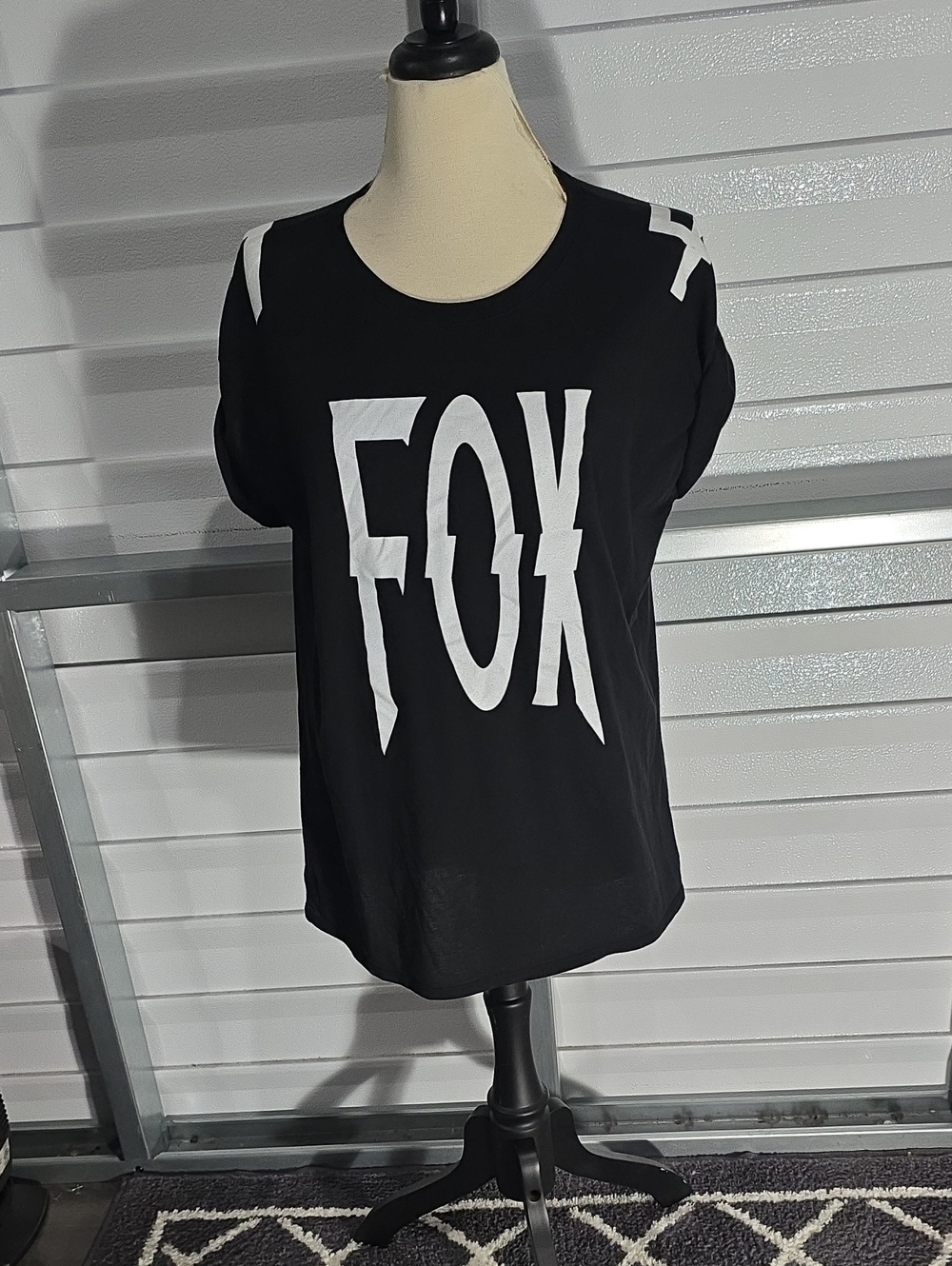 Fox Racing Black Tee with White FOX Graphic  Size XL